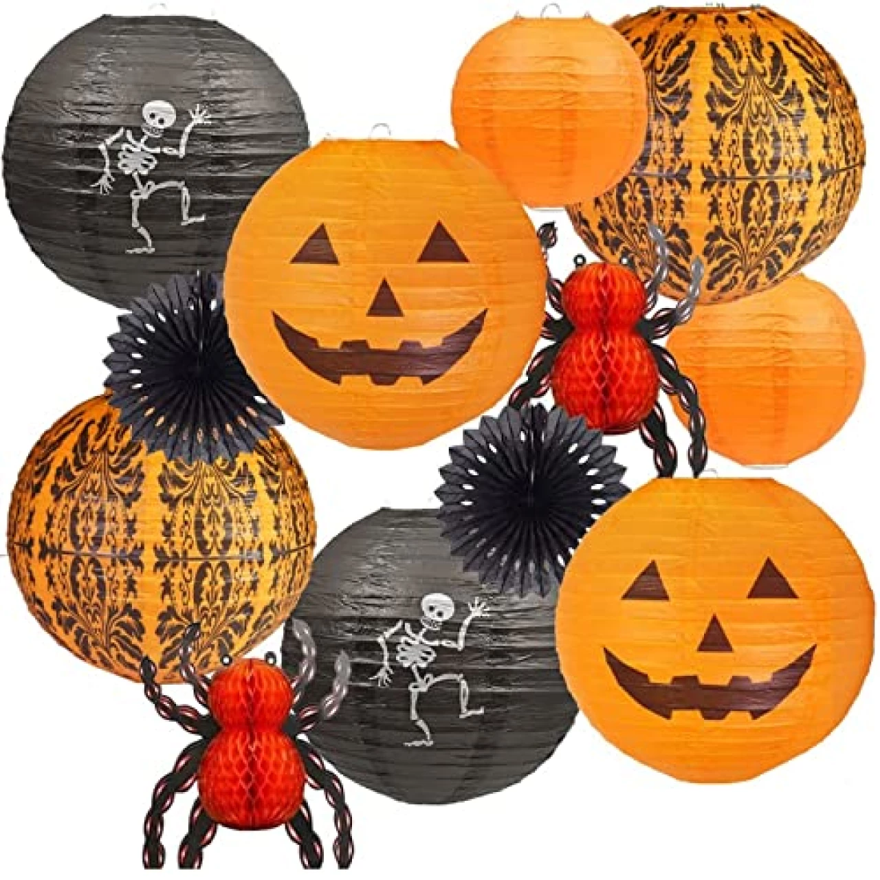 UNIQOOO 12Pcs Halloween Hanging Decorations Paper Lanterns