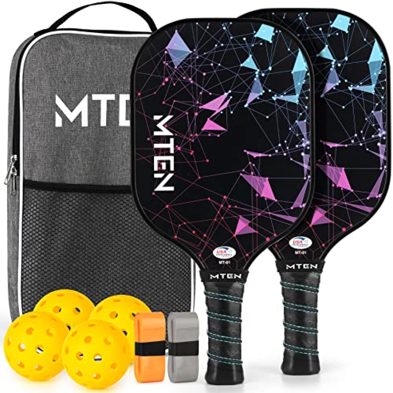 Pickleball Paddles Set of 2, USAPA Approved Fiberglass Surface Pickleball Set with 2 Pickleball Rackets,4 Pickleball Balls,1 Portable Carry Bag,Pickle Ball Paddle Set ​for Men Women