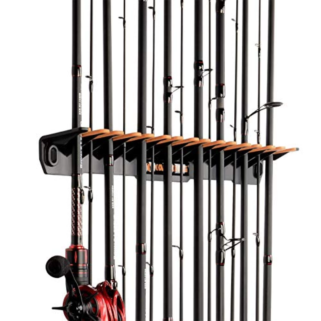 KastKing Patented V15 Vertical Fishing Rod Holder – Wall Mounted, Store 15 Rods or Fishing Rod Combos in 18 Inches