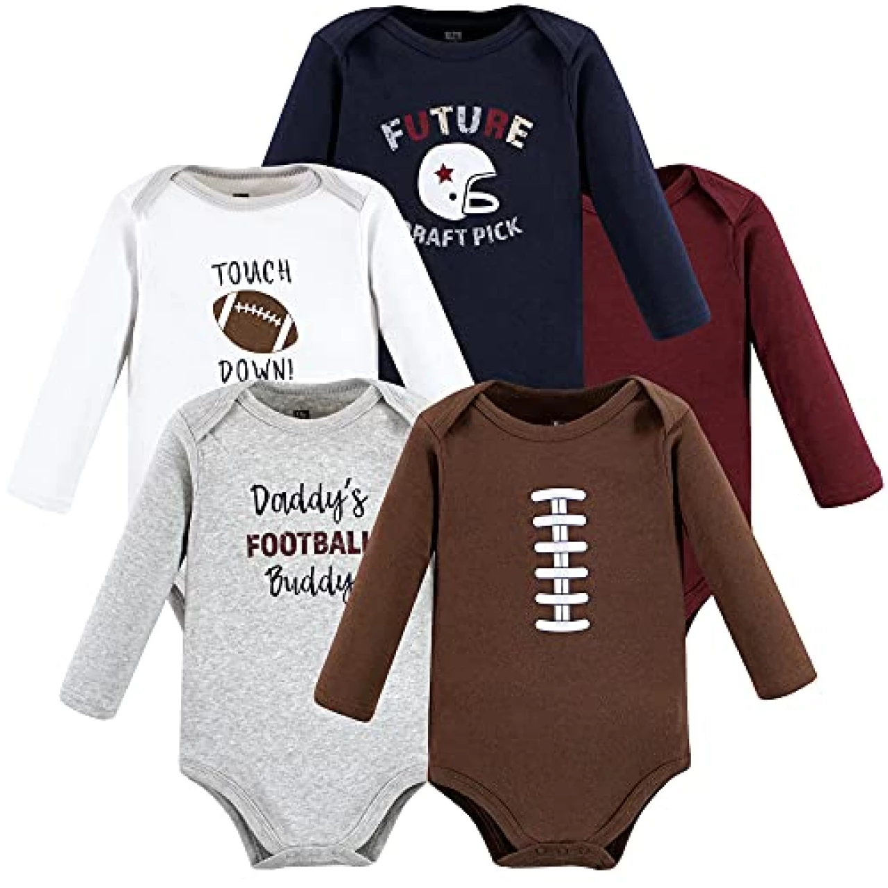 Hudson Baby Boys Bodysuits Unisex Cotton Long-Sleeve Football Buddy, 3-6 Months, Football Buddy, 3-6 Months US