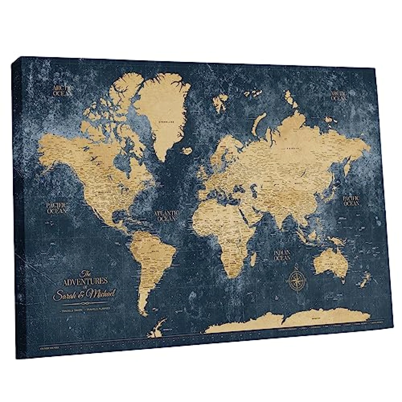 Holy Cow Canvas Personalized Push Pin World Travel Map with Pins