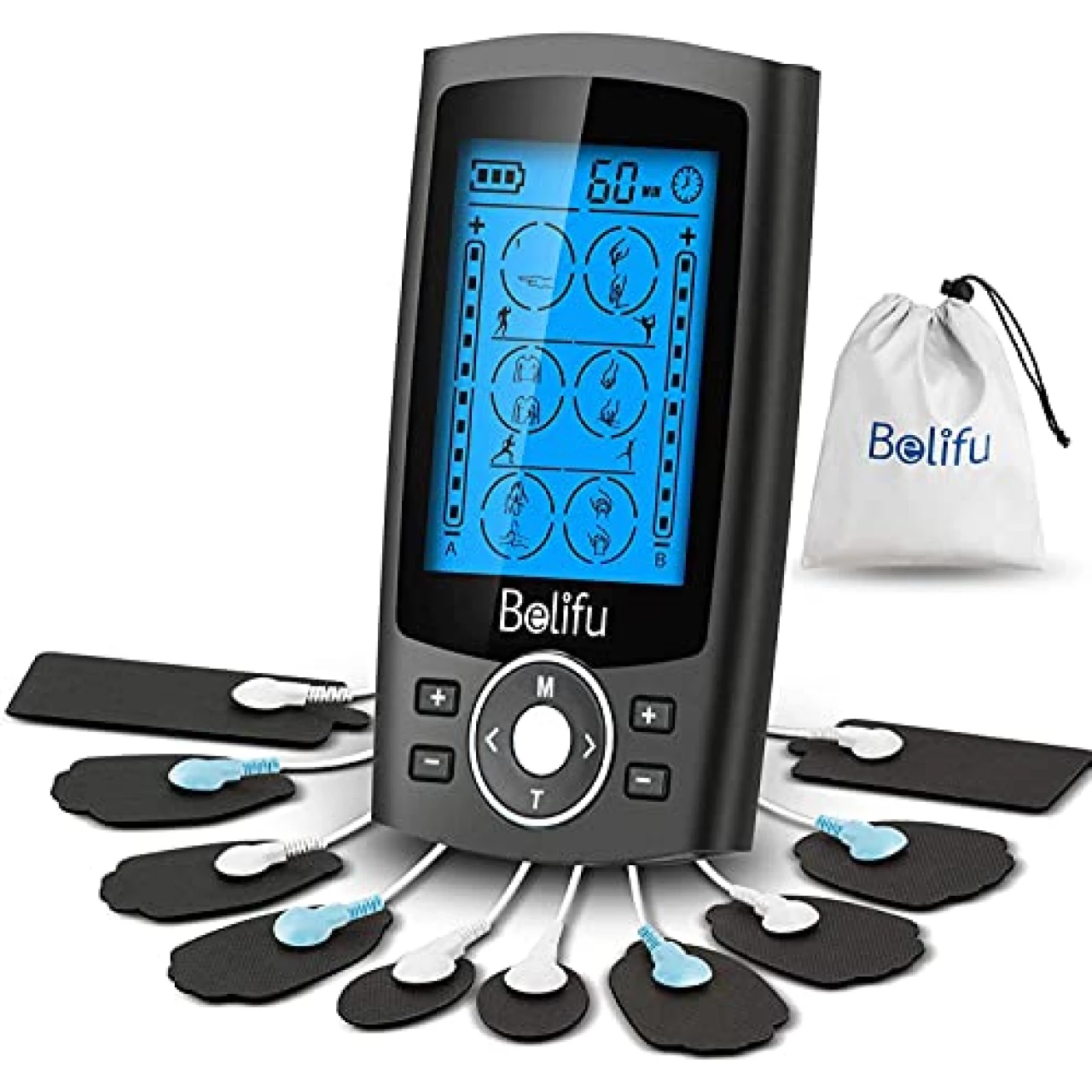 Belifu Dual Channel TENS EMS Unit 24 Modes Muscle Stimulator