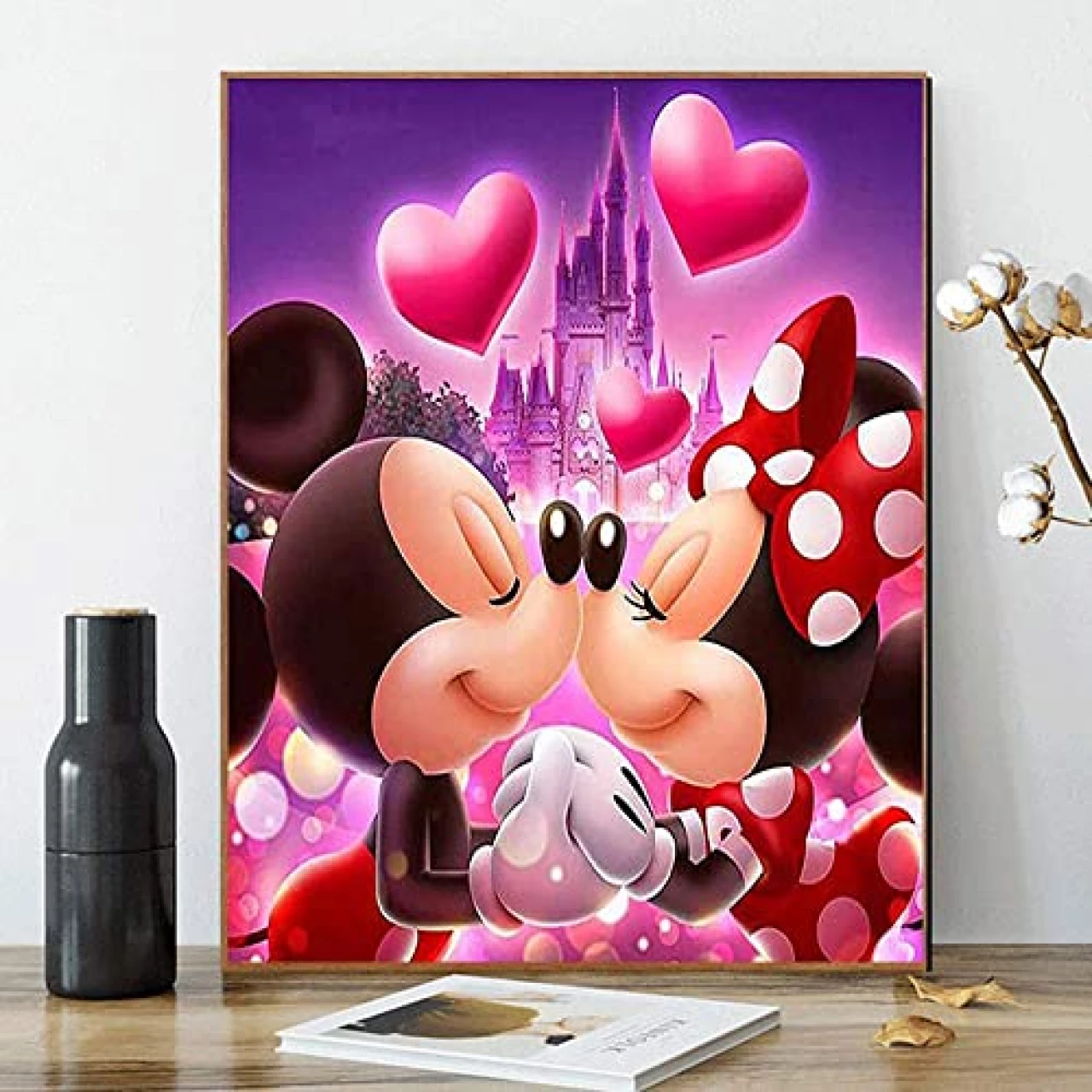 Kimily DIY Paint by Numbers for Adults Kids Castle Mickey Paint by Numbers DIY Painting Castle Acrylic Paint by Numbers Painting Kit Home Wall Living Room Bedroom Decoration Castle Mickey Minnie Love