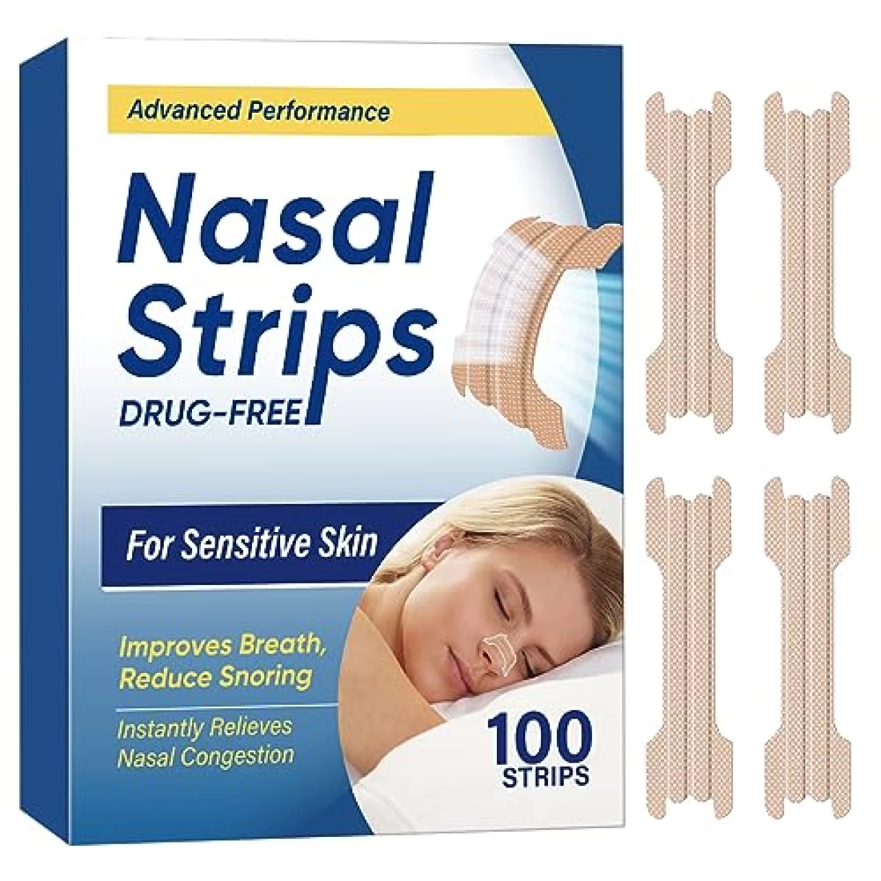 Nasal Strips for Snoring, 100Pcs Nose Strips for Breathing, Extra Strength Anti Snoring Solution