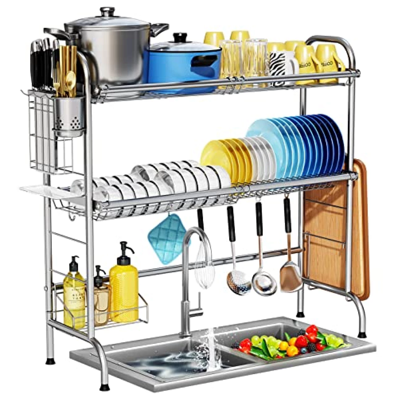 Over The Sink Dish Drying Rack, HOWDIA 2-Tier Stainless Steel