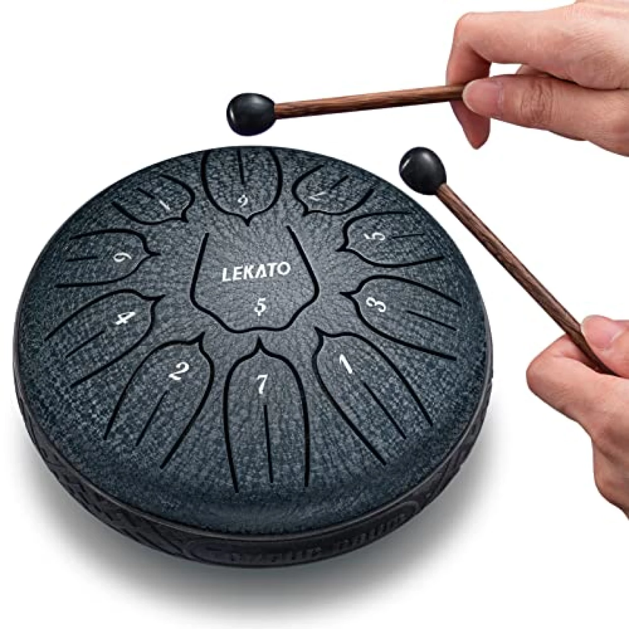 Steel Tongue Drum 6 Inch 11 Notes, LEKATO Steel Drum D Major Beginner Hanpan Drum Percussion for Musical Education Zen Meditation Yoga, Christmas Gift for Families/Friends, Navy Blue