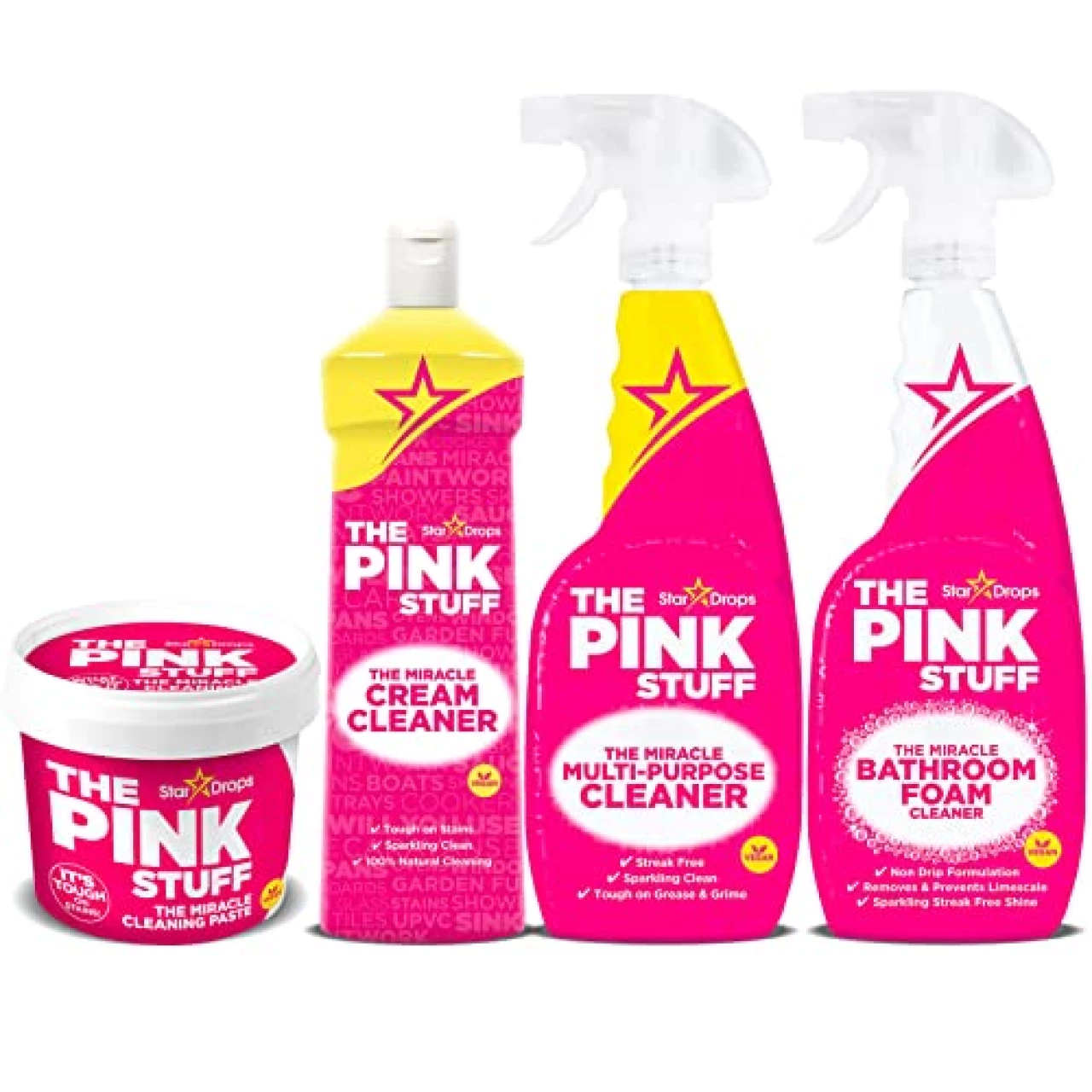 Stardrops - The Pink Stuff Ultimate Bundle - Miracle Cleaning Paste, Multi-Purpose Bathroom Spray and Foam Cleaner