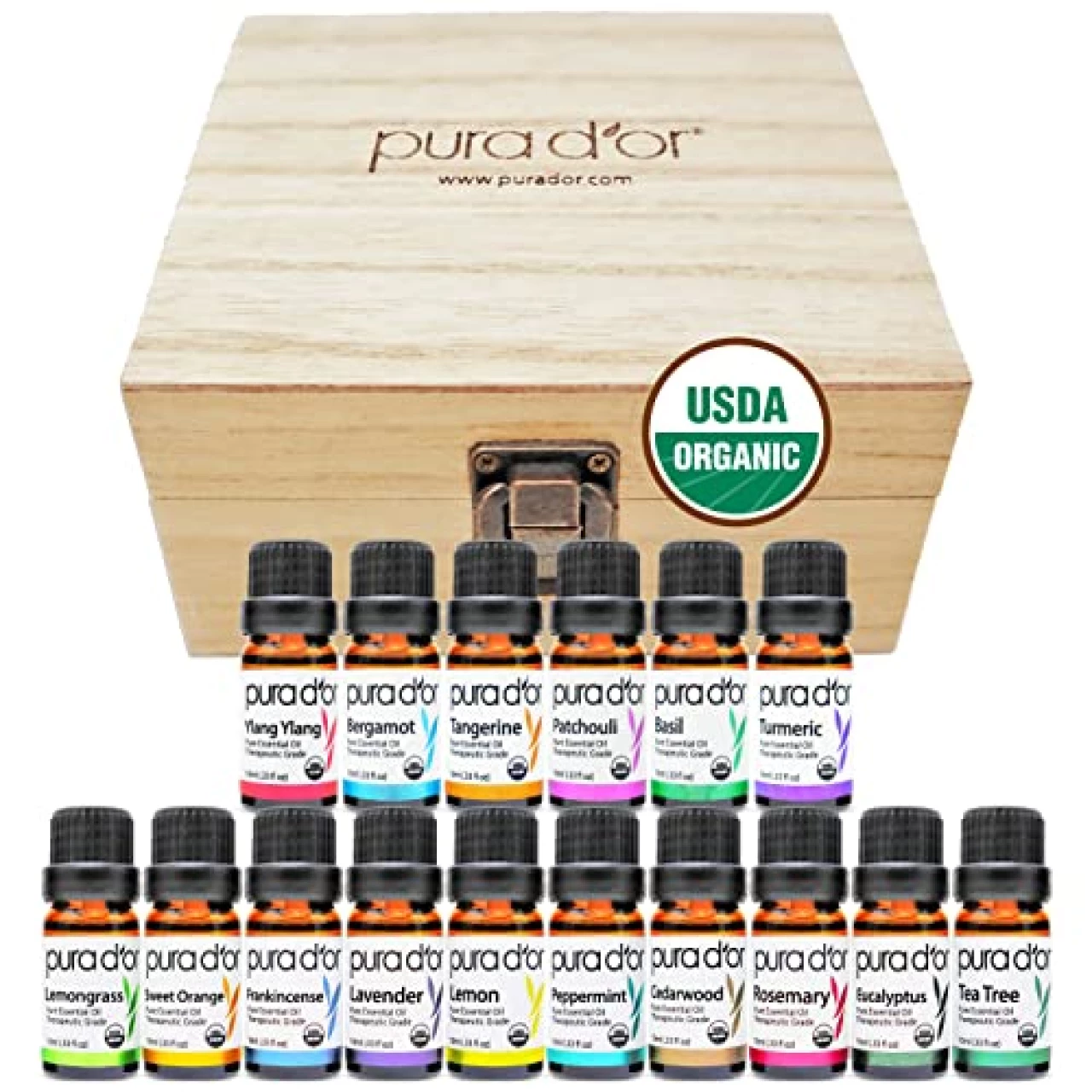 PURA D&rsquo;OR Organic Essential Oils Gift Set, 16 x 10ml - For Home Diffusers