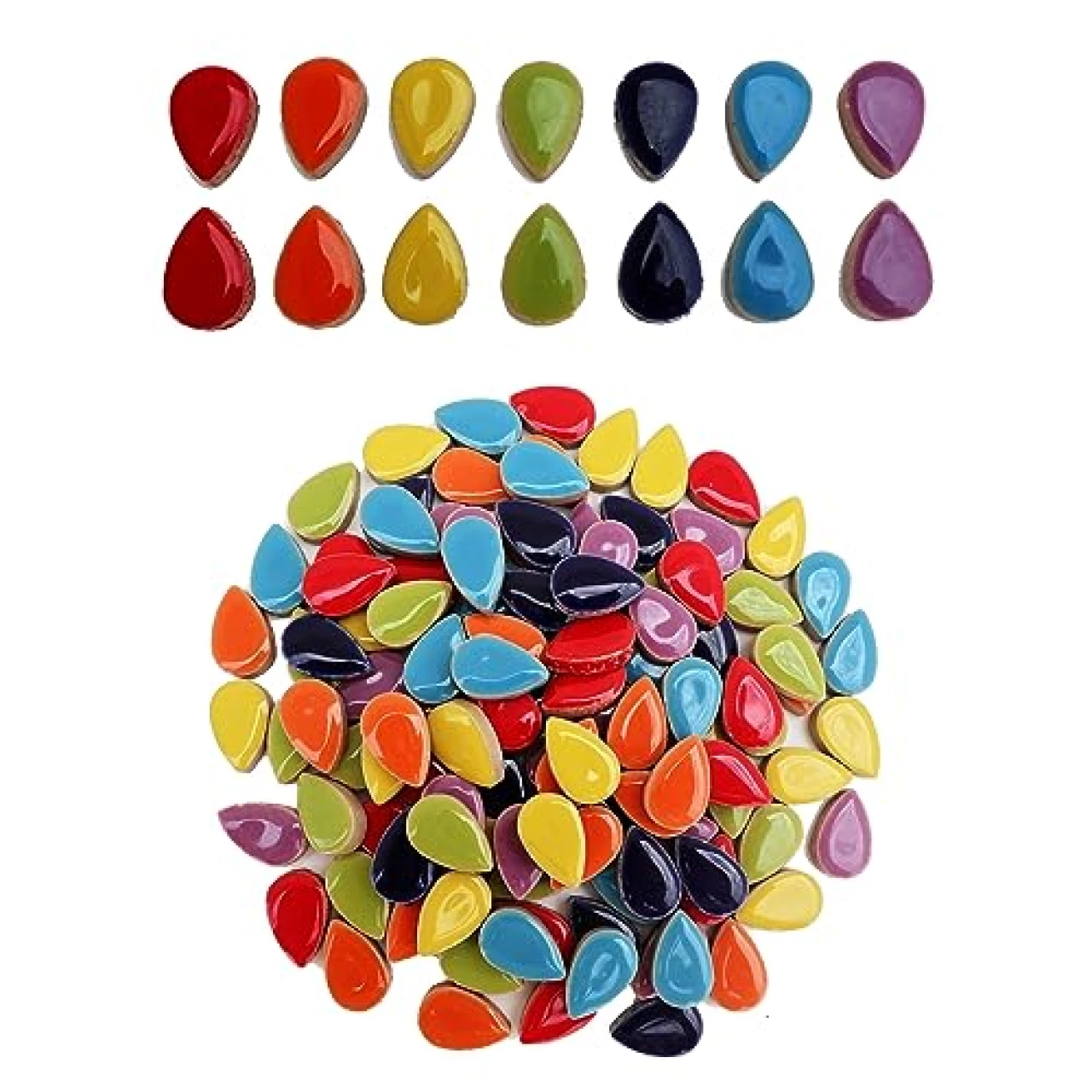 EDFLIFE Ceramic Mosaic Tiles for Crafts, 7oz Assorted Colors Petal Mosaic Tiles Ceramic for Art Supplies, Mosaic Making Kit for DIY Hobbies Children Handmade Home Decoration Art Projects (Drop)