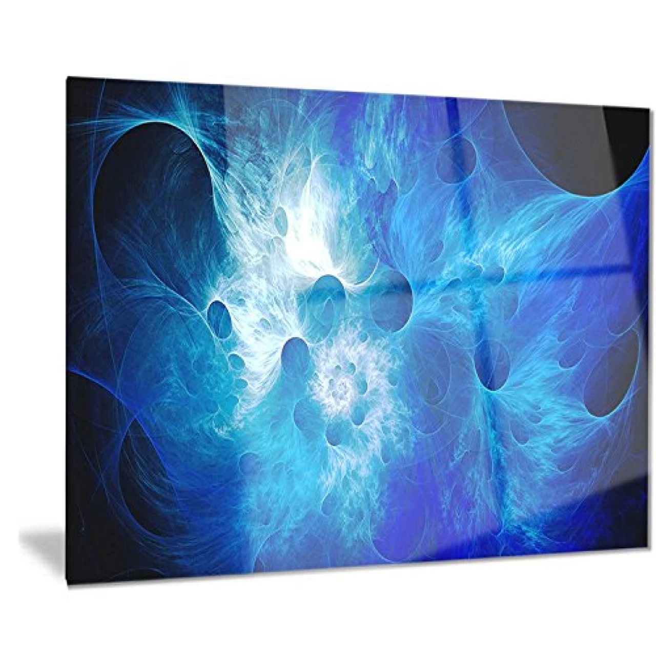 Designart Fractal Blue Smoke Wallpaper-Floral Digital Art Metal Wall Art-MT8110-40x30, 30&rsquo;&rsquo; H x 40&rsquo;&rsquo; W x 1&rsquo;&rsquo; D 1P