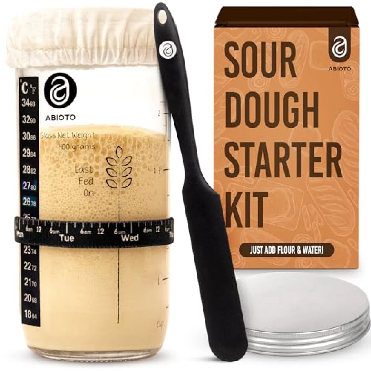 Sourdough Starter Jar Kit with 24 oz Glass Jar