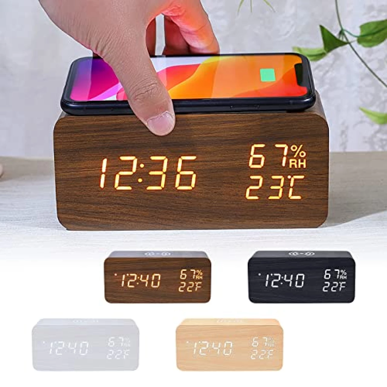 2-in-1 Digital Alarm Clock with Wireless Charging