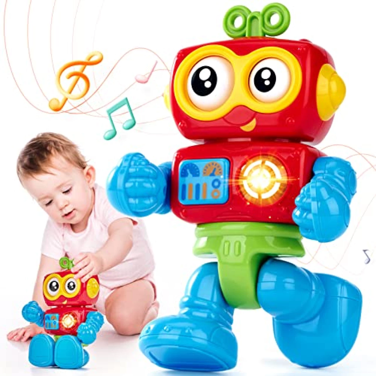 hahaland Toys for 1 Year Old Boy Toys Birthday Gfit - Musical Light up Poseable Activity Robot Baby Toys