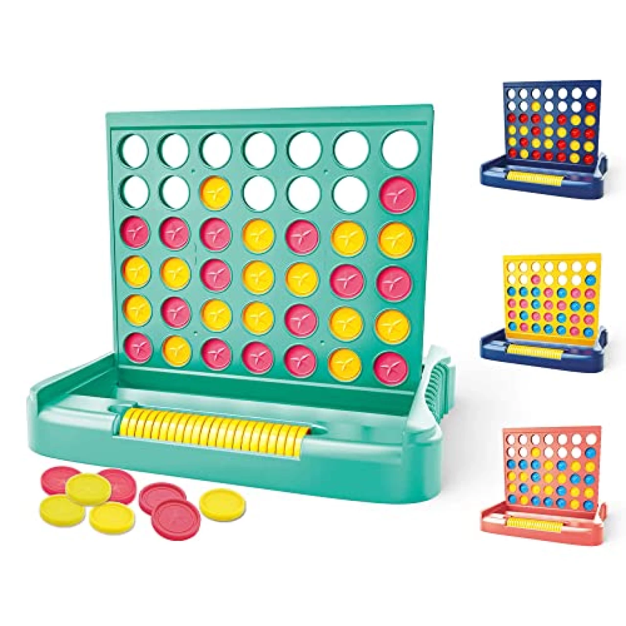 Pup Go 4 in a Row Game Large - 6 Spare Discs Included, Board Games Toys for Boys, Classic Four in a Row and Family Fun Games for Ages 3 4 5 6 7 8 12 Year Old Kids Children Adults (Green)