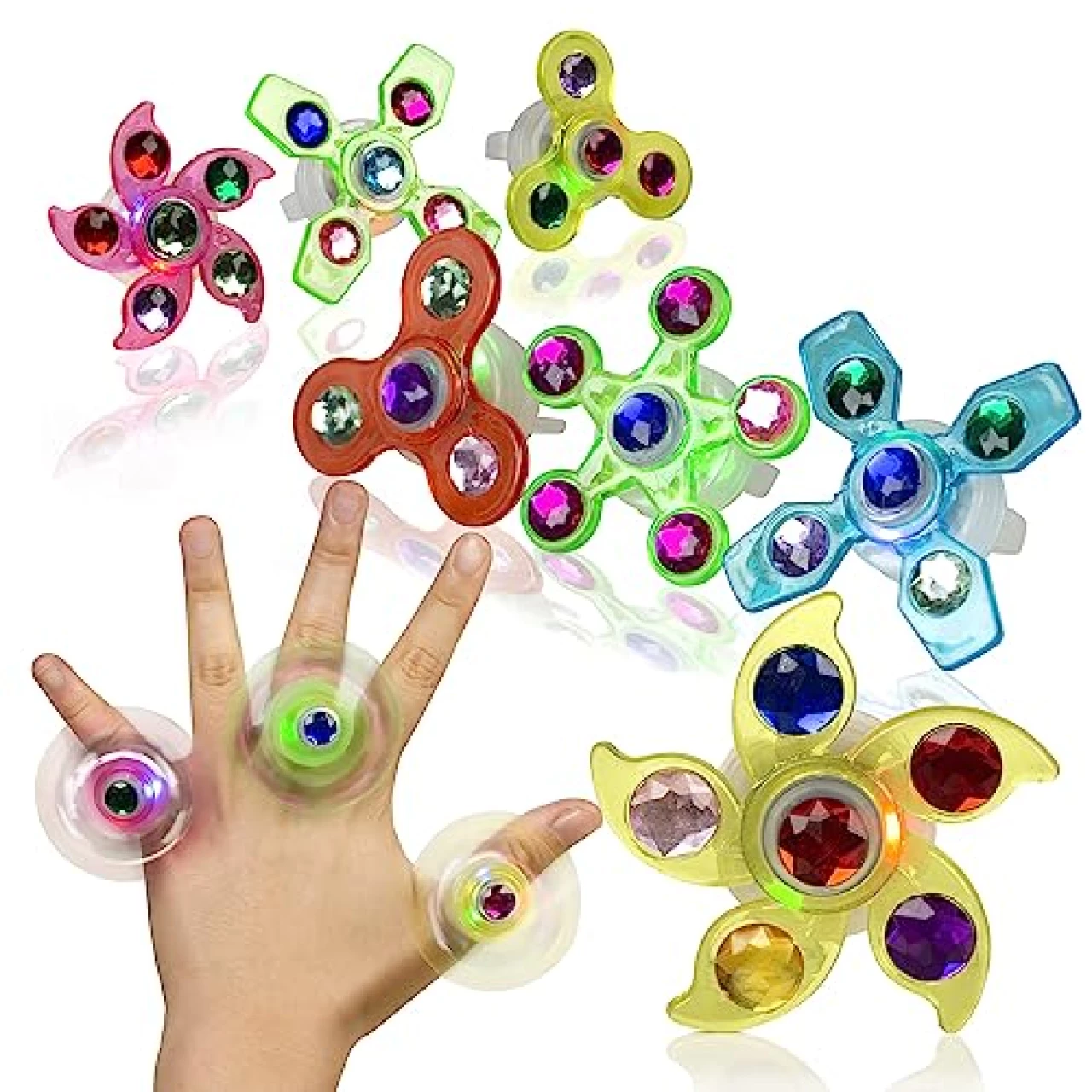 PROLOSO LED Rings Light Up Fidget Toys Glow in The Dark Party Favors Spiral Twister Toys Gyro Flashing Jewelry 24 Pcs