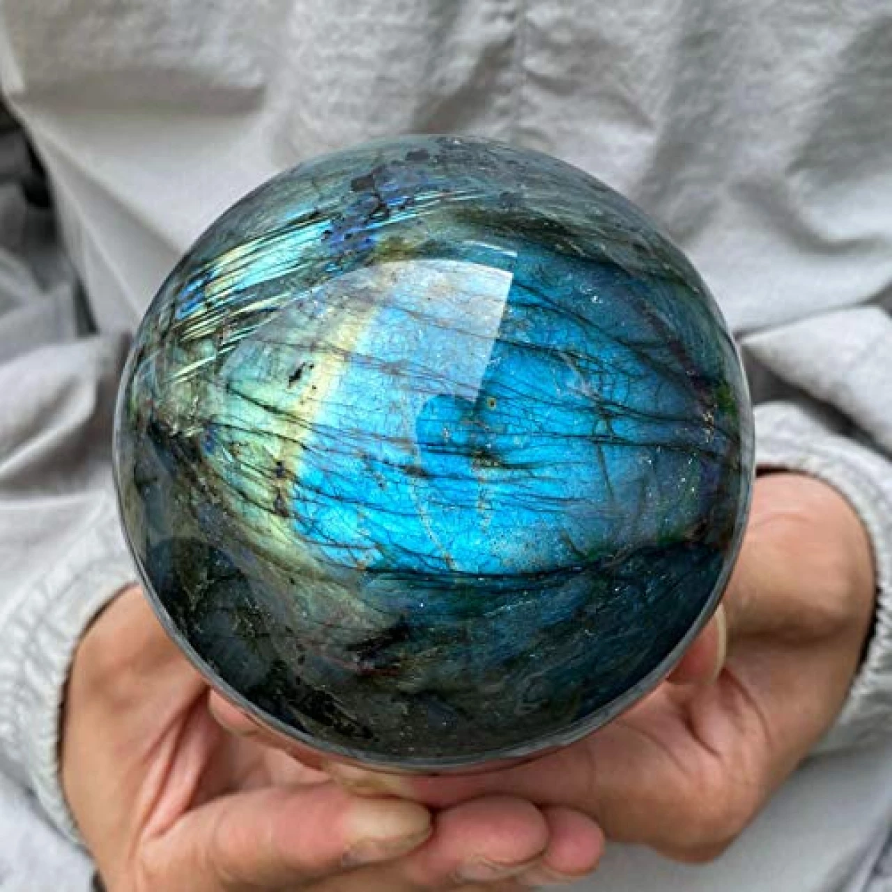 Crystals Mineral Specimens, 1Pc Natural Labradorite Quartz Sphere Crystal Ball Reiki Healing 90Mm