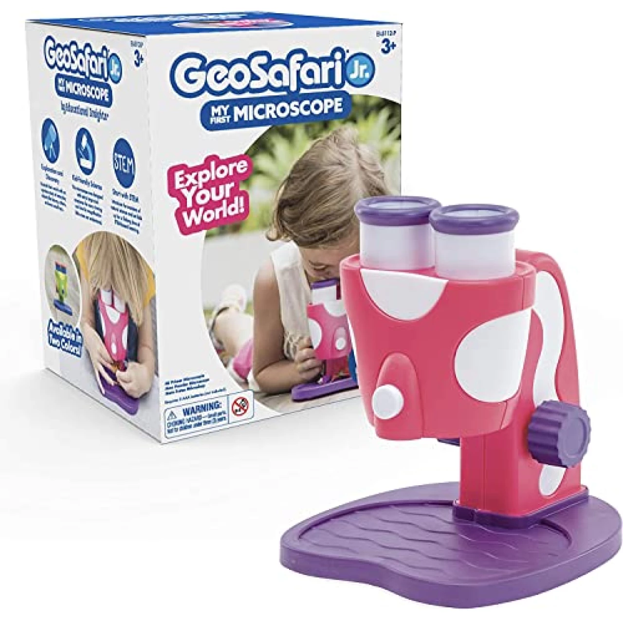 Educational Insights GeoSafari Jr. Pink My First Kids Microscope Toy, Preschool Science, STEM Toy, Classroom Must Haves, Ages 3+