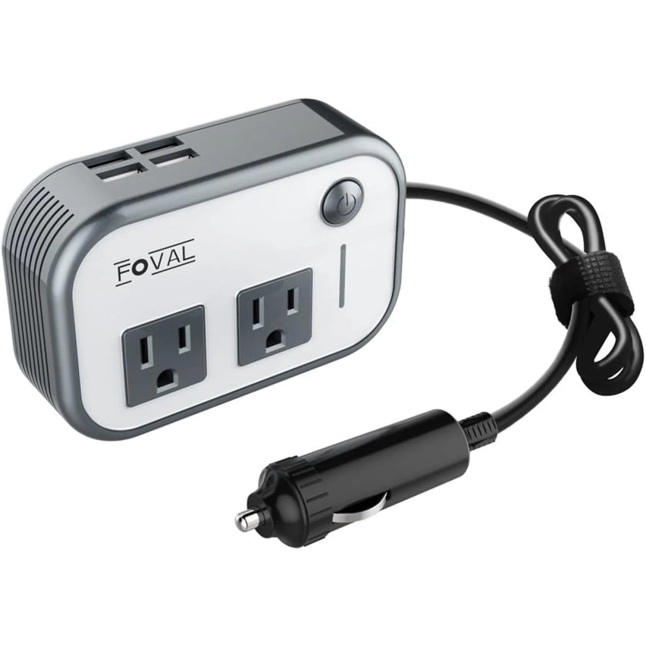 FOVAL 200W Car Power Inverter DC 12V to 110V AC Car Charger with 4 USB Ports Car Adapter for Plug Outlet Converter