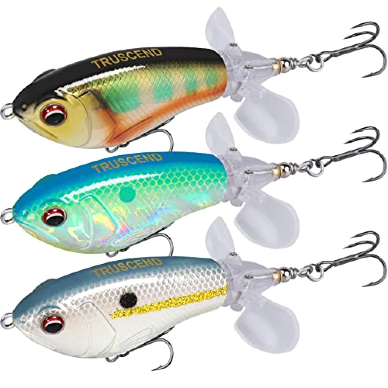 TRUSCEND Top Water Fishing Lures with BKK Hooks, Whopper for Freshwater or Saltwater, Floating Lure Bass Catfish Pike, Wobble Surface Bait Teasers Gifts Men