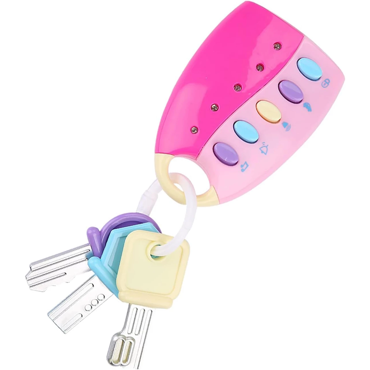 Vbestlife Funky Toy Keys for Toddlers and Babies, Baby Toy Smart Key Remote Car Control Musical Pretend Play for Kids Education Toys(Pink)
