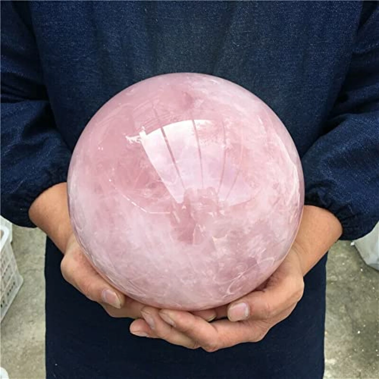 XUQULI Natural Crystals and Stones Natural Pink Rose Quartz Sphere Crystal Ball Healing for Decoration (Size : 95-100mm)