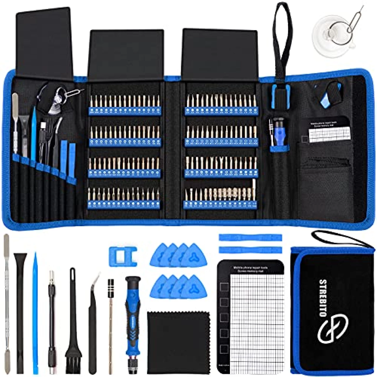 STREBITO Electronics Precision Screwdriver Sets 142-Piece with 120 Bits Magnetic Repair Tool Kit