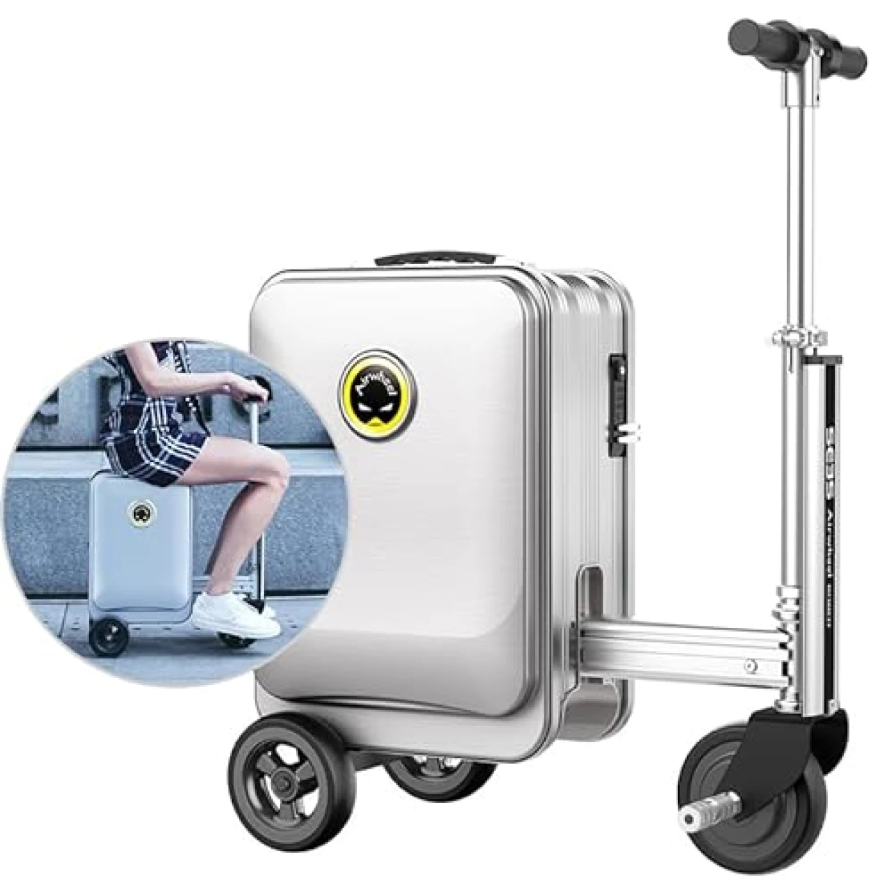 Airwheel SE3S Smart Riding Luggage Electric Suitcase Scooter with Removable Battery (silver)