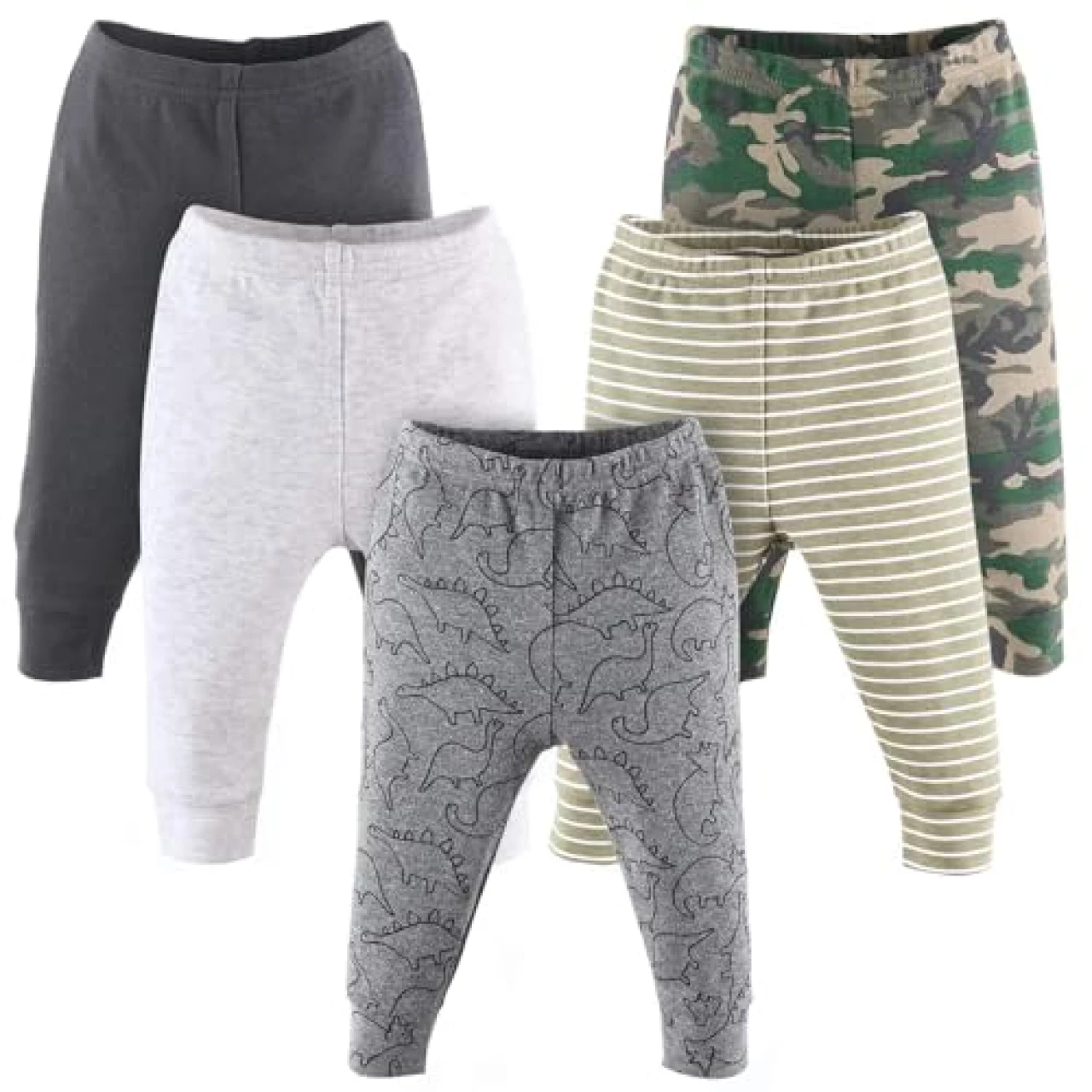 The Peanutshell Camo and Dinosaur Baby Pants for Boys | 5 Pack Set (24 Months)