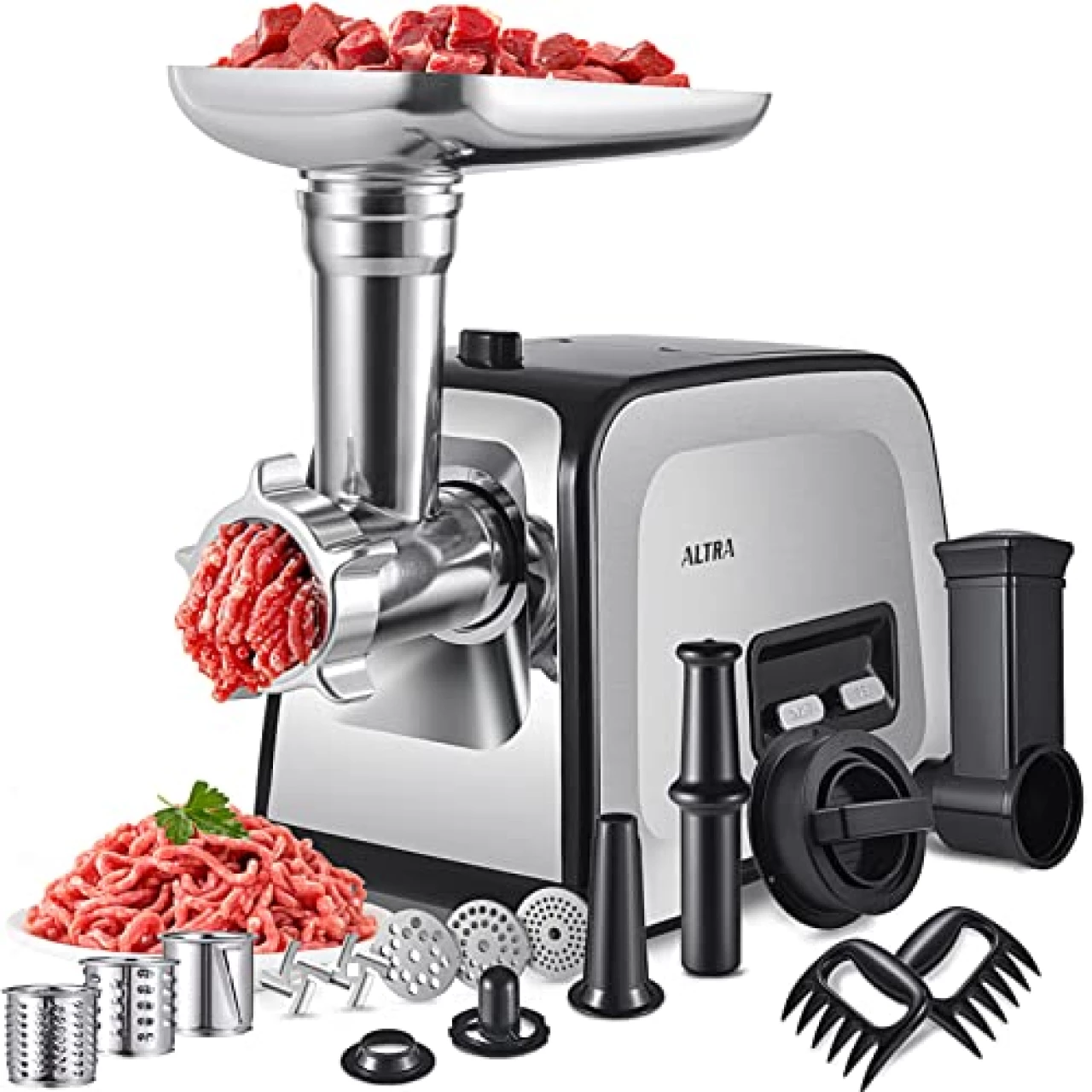 ALTRA LIFE Meat Grinder, Sausage Stuffer, [2800W Max] Electric Meat Mincer with Stainless Steel Blades &amp; 3 Grinding Plates,Sausage Maker &amp; Kubbe Kit