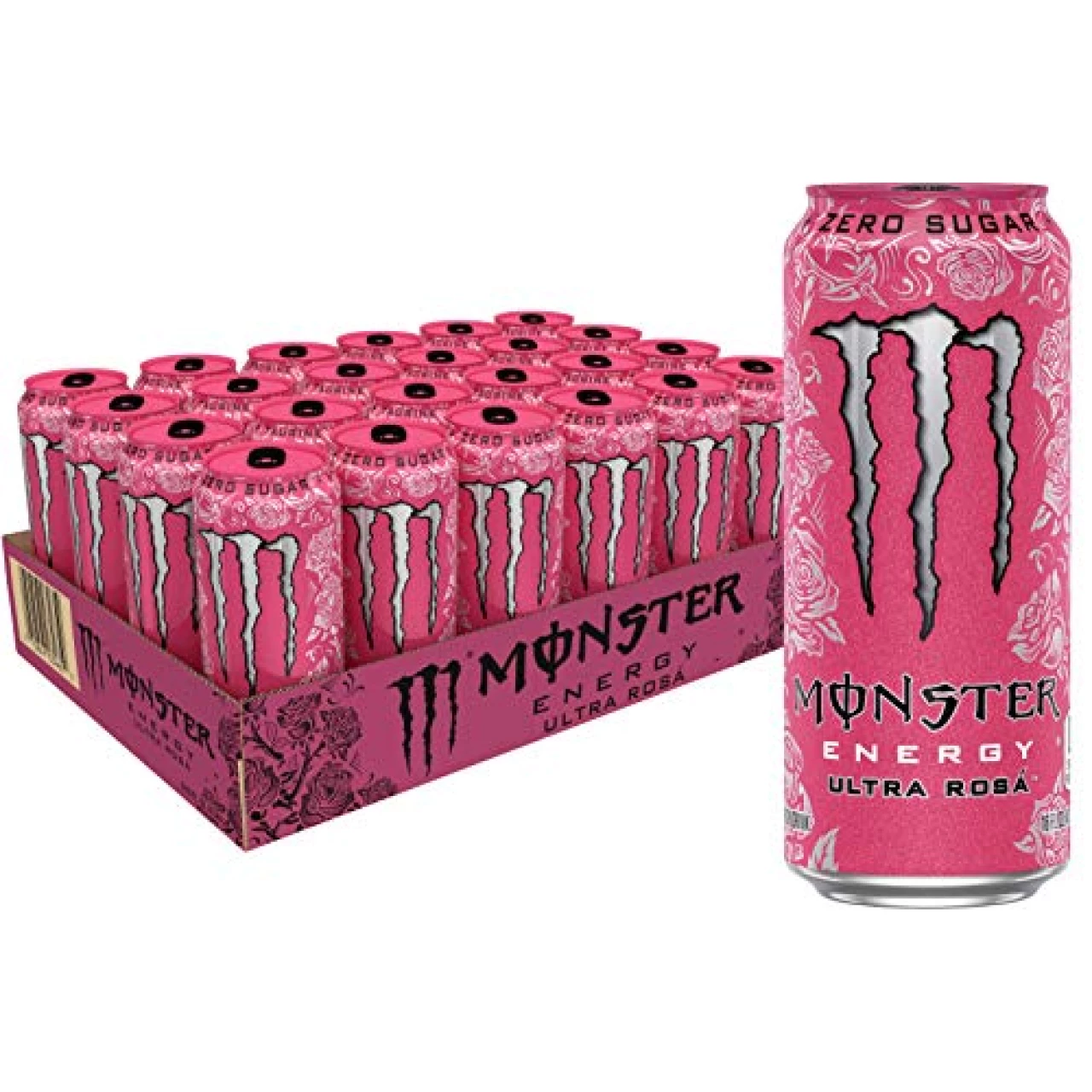 Monster Energy Ultra Rosa, Sugar Free Energy Drink, 16 Fl Oz (Pack of 24)