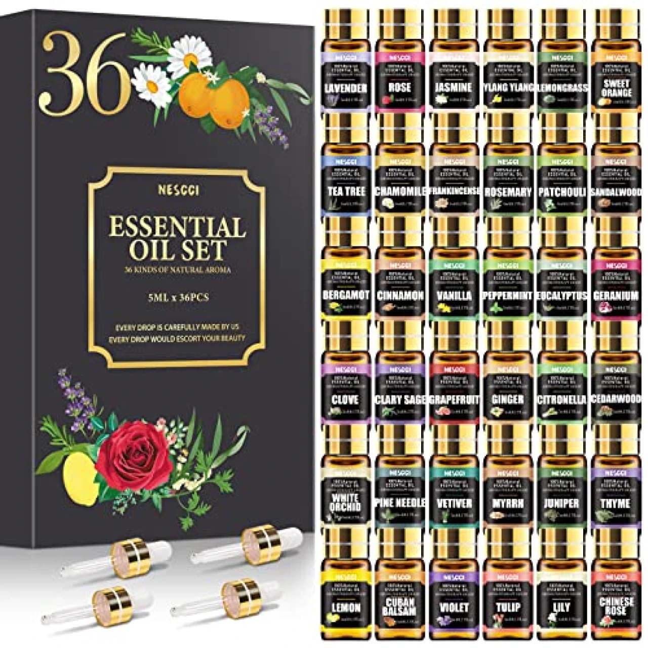 Essential Oil Set - 100% Natural Essential Oils 36 x 5ML - Essential Oils Gift Set