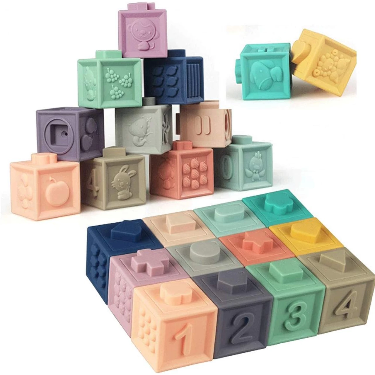 Litand Soft Stacking Blocks for Baby Montessori Sensory Infant Bath Toys