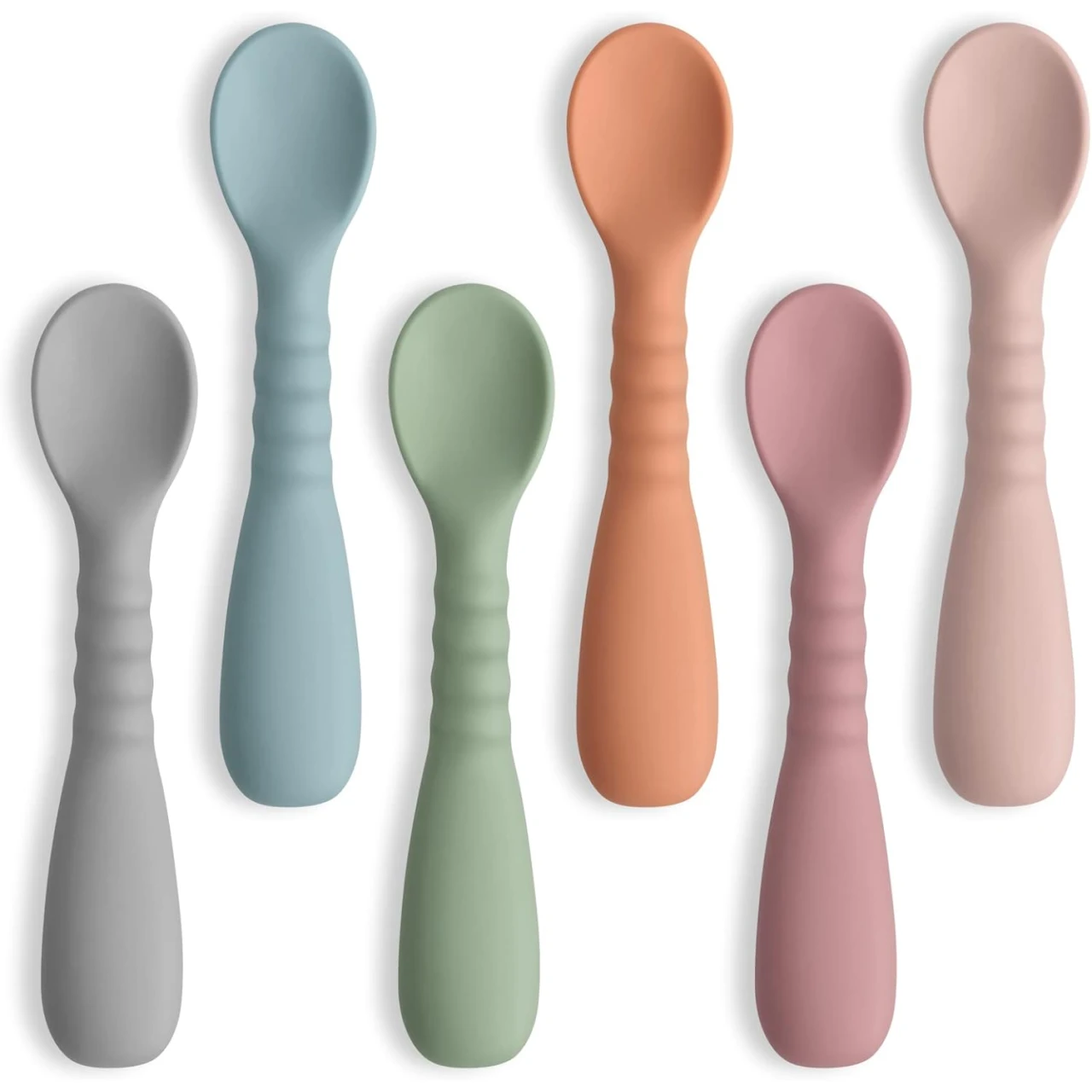 Silicone Baby Feeding Spoons [6 Pack] ME.FAN First Stage Baby Infant Spoons -