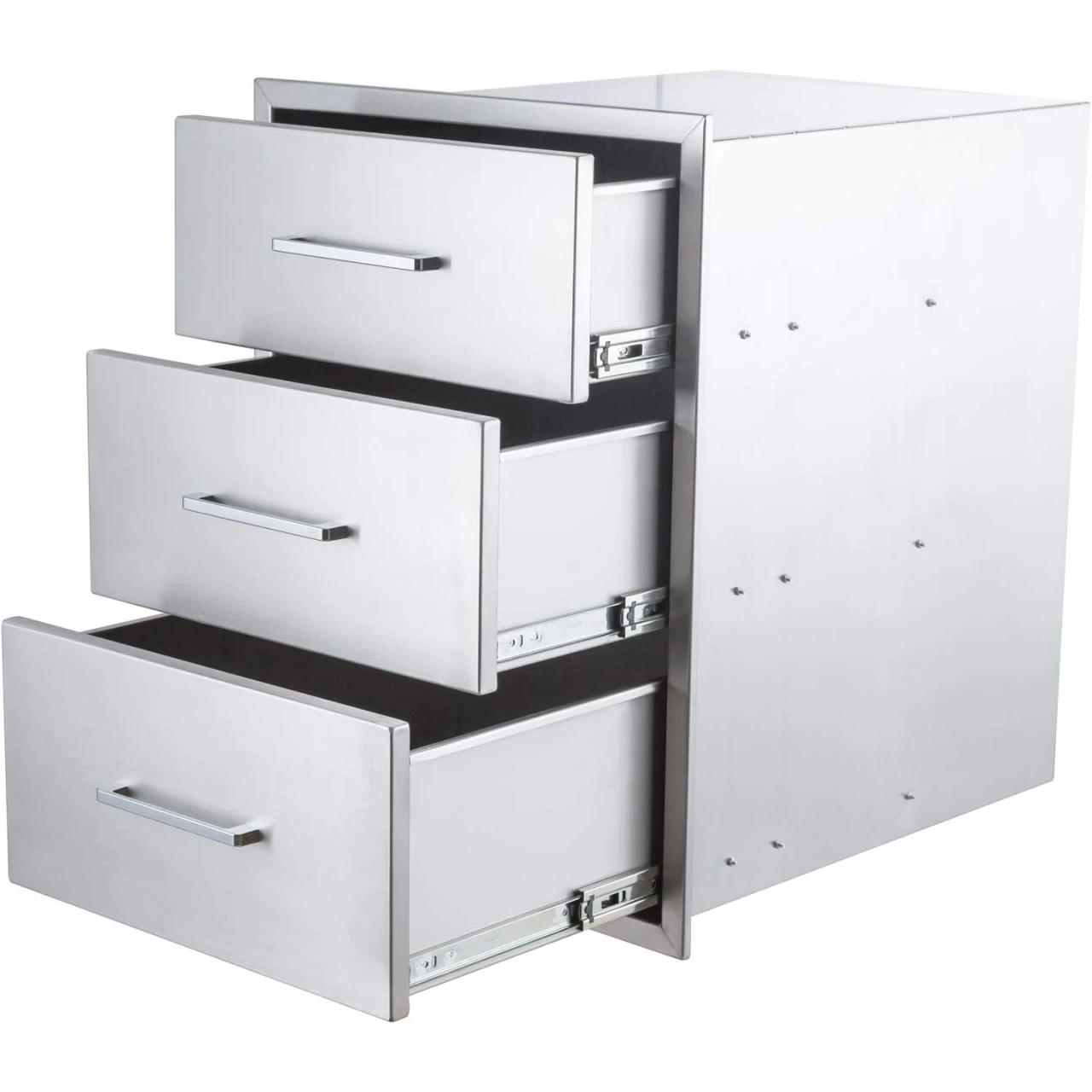 yuxiangBBQ Outdoor Kitchen Drawers Stainless Steel 3-Drawer BBQ Drawer 14&quot; W x 20.5&quot; H x 23&quot; D Enclosed Built-in Drawer Flush Mount for Outdoor Kitchens &amp; BBQ Islands