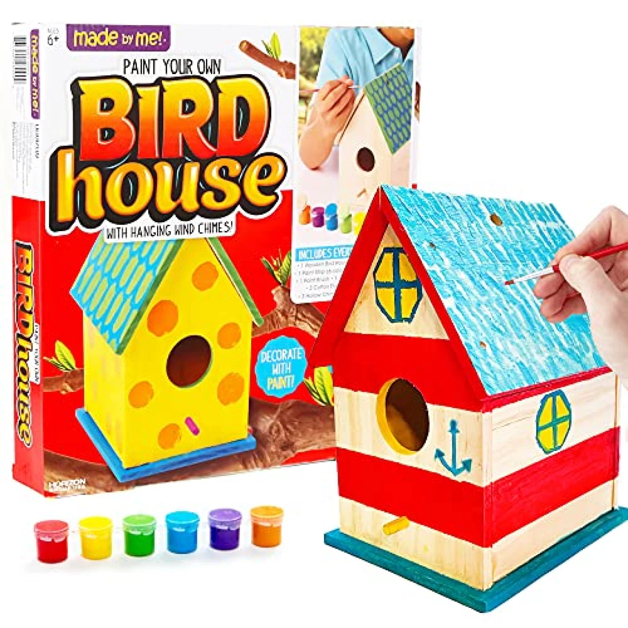 Made By Me Build &amp; Paint Your Own Wooden Bird House, DIY Birdhouse Making For Ages 5, 6, 7, 8, 9, Arts &amp; Crafts Painting Kit For Kids, Great Spring &amp; Summer Craft Activity, Fun Birthday Party Idea