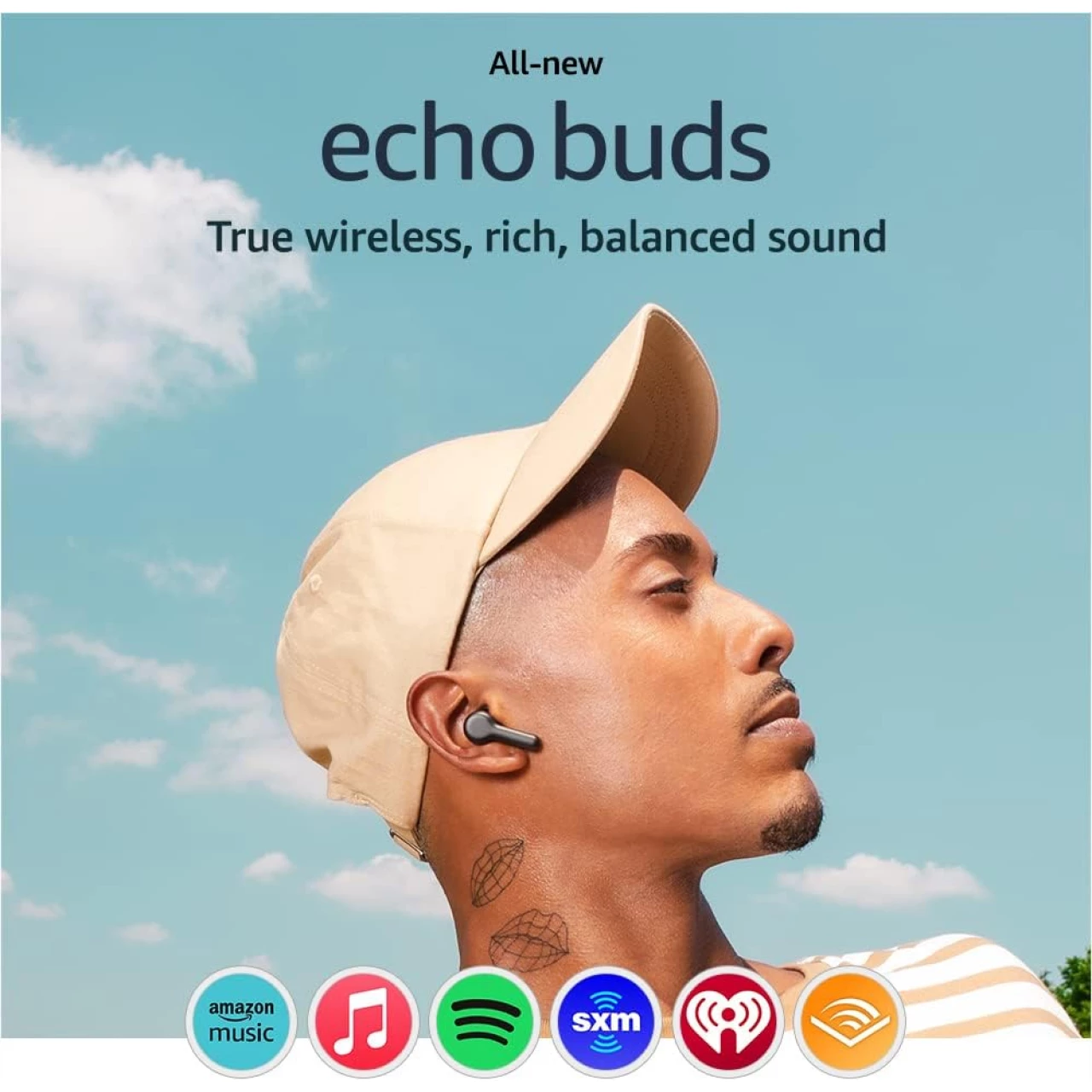 All-new Echo Buds (2023 Release) | True Wireless Bluetooth 5.2 Earbuds with Alexa, multipoint, 20H battery with charging case, fast charging, sweat resistant, semi-in-ear | Black