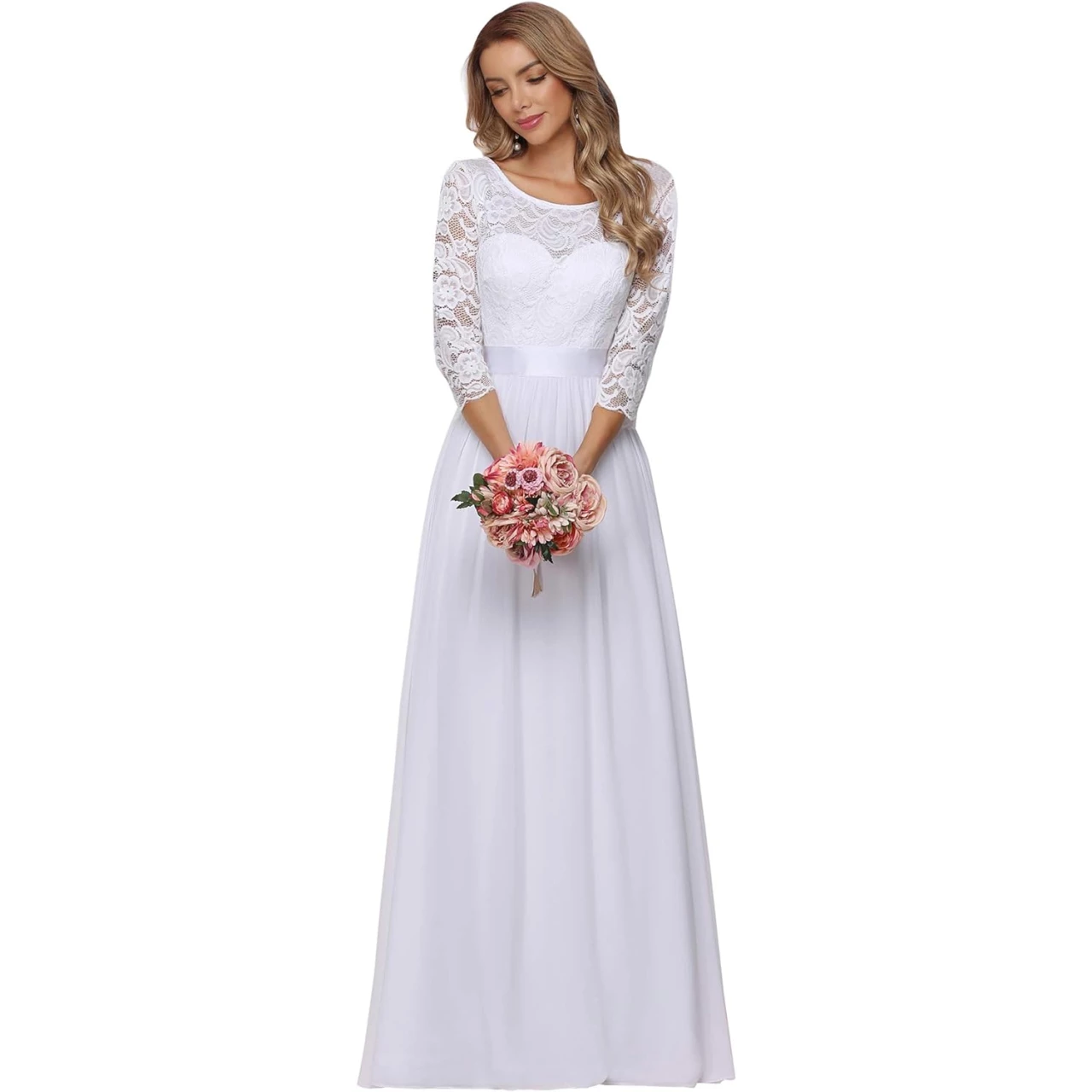 Ever-Pretty Women Elegant 3/4 Sleeve Empire Waist Maxi Bridesmaid Dresses 07412