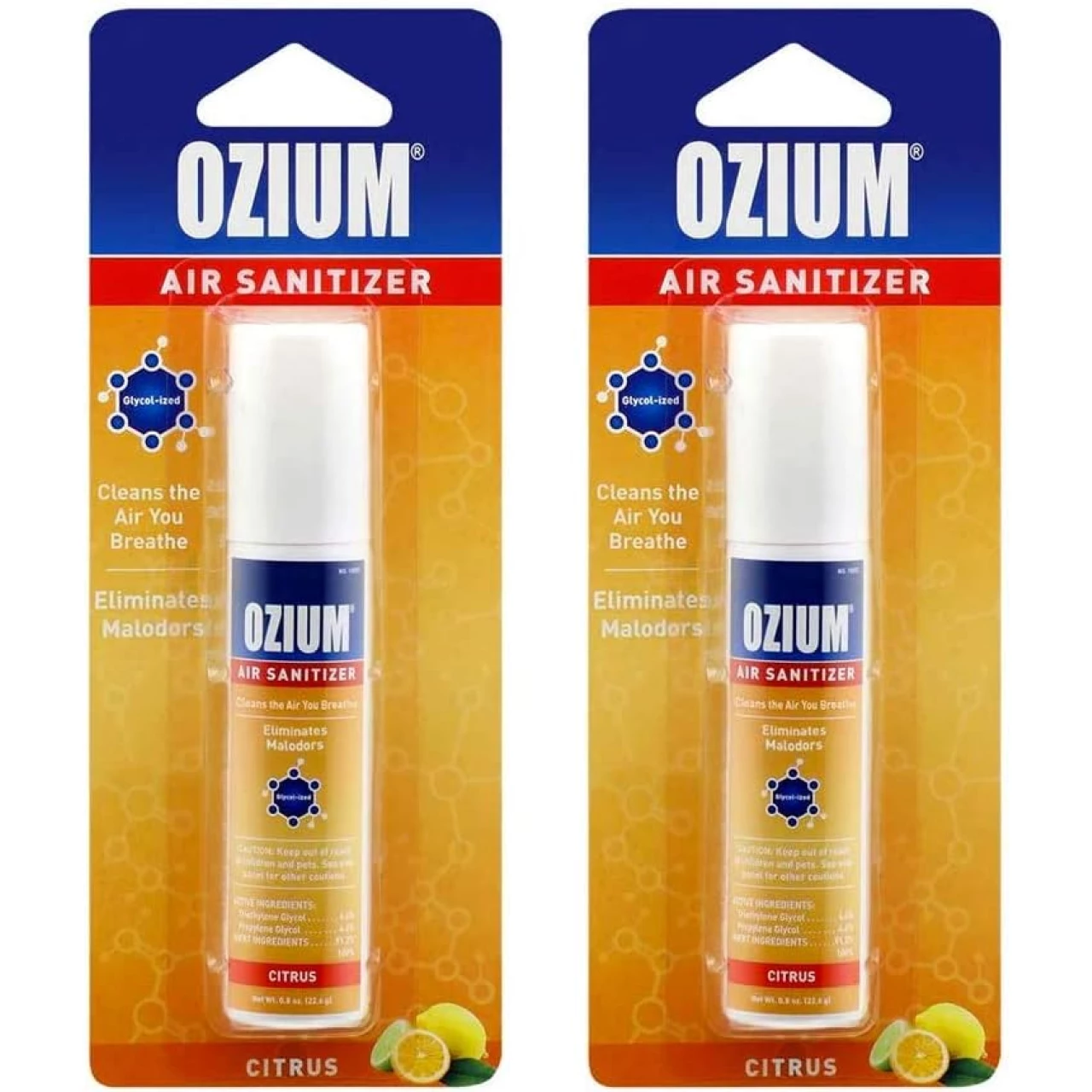 Ozium Air Sanitizer 0.8 oz Spray, Citrus Scent (2)