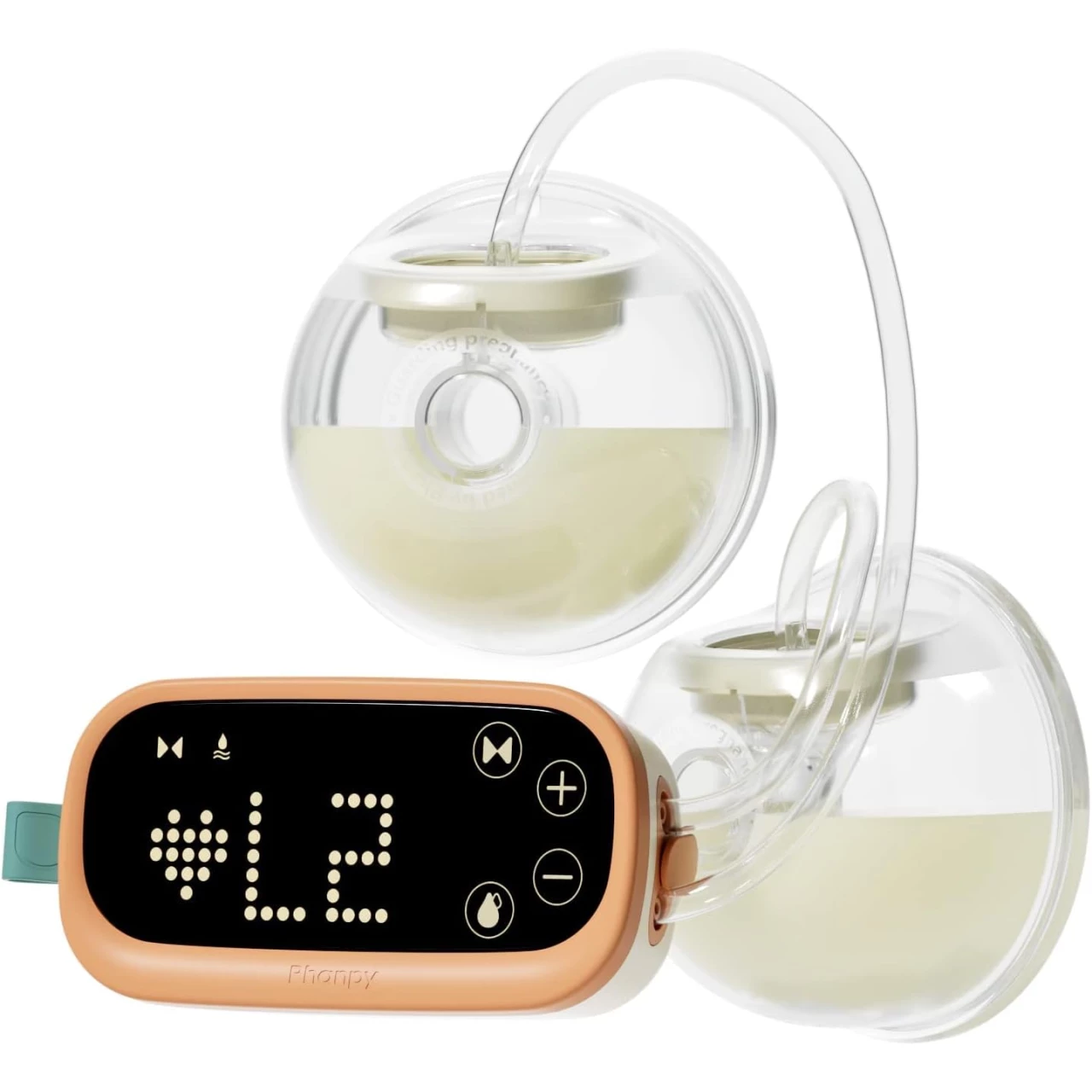 Phanpy E-Shine New Cup Wearable Hands Free Breast Pump, 4 Modes 8 Levels, High Performance Touch Screen with Different Emos, 24 mm Flange and 20mm Insert Included