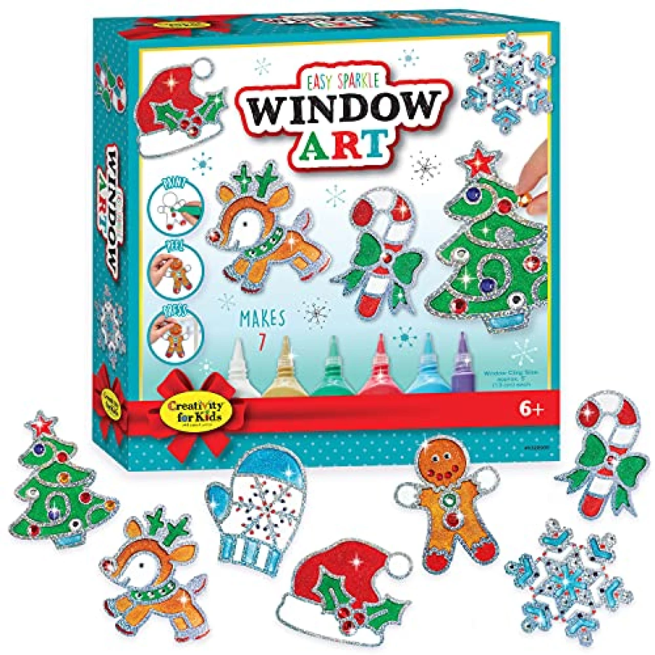 Creativity for Kids Easy Sparkle Window Art Craft Kit - Christmas and Holiday Activities