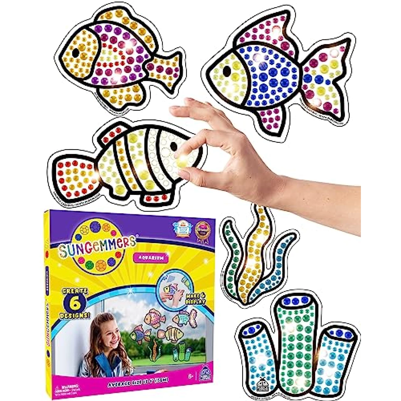 SUNGEMMERS Window Art Suncatcher Kits for Kids - Cool Gem Art Girl Craft Ages 6-8 - Great 7 Year Old Girl Gifts, Christmas Gift for Girls Age 6-7 and Stocking Stuffers for Kids 8-12 - Fun Kids Crafts