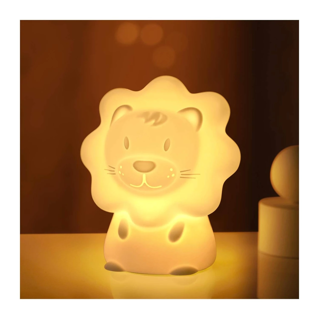 JADENS Cute Night Light for Kids – Paint Free Silicone Lion LED Nightlight, Nursery Lamp with Timer, for Toddler, Baby, Girls, Boys, Children Gift, Bedroom