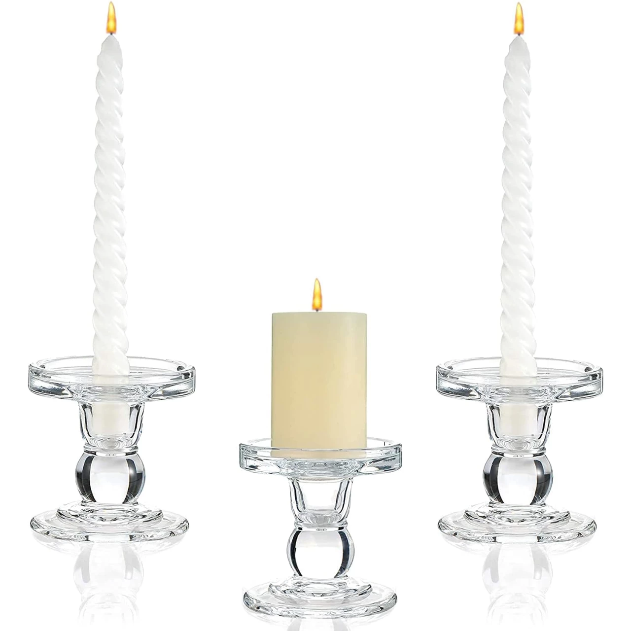Glass Candle Holder for Pillar Taper Candlestick Holders