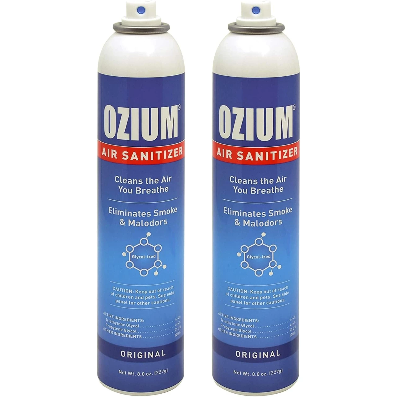 Ozium Air Sanitizer Reduces Airborne Bacteria Eliminates Smoke &amp; Malodors Spray Air Freshener, Original, 8 Oz (2 Pack), Natural