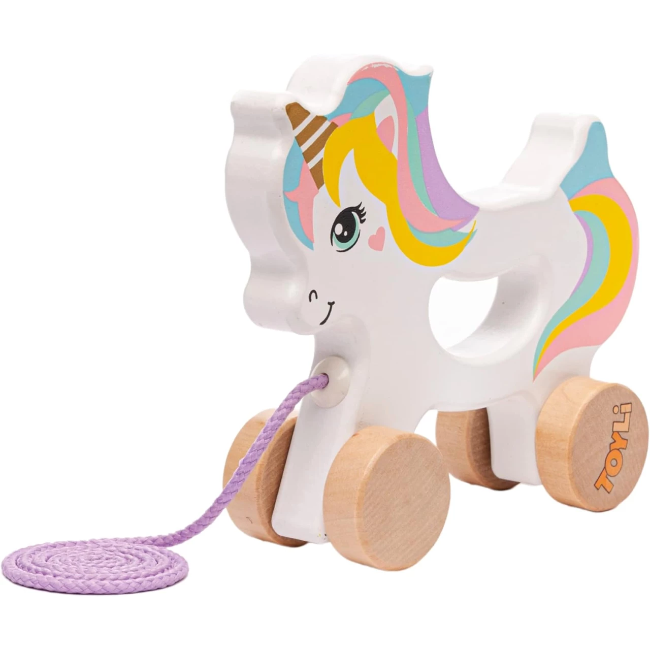 TOYLI Wooden Unicorn Push &amp; Pull Along Toy Developmental Montessori Toddler Pull Toys