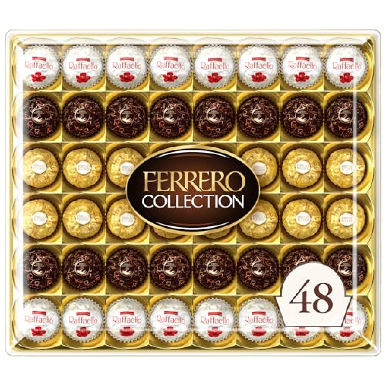 Ferrero Rocher Collection, 48 Count, Gourmet Assorted Hazelnut Chocolate and Coconut, Valentine&rsquo;s Chocolate, 18.2 oz