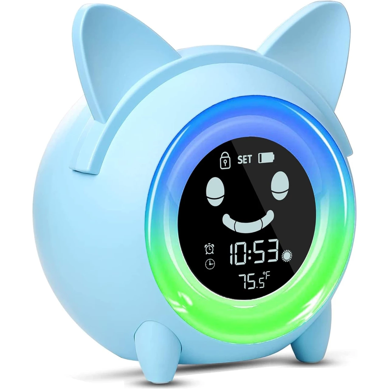 USAOSHOP Kids Alarm Clock for Kids, Toddlers Sleep Training Alarm Clock with Night Light Sound Machine Nap Timer Indoor Temperature, Digital Wake Up Clock for Boys Girls Bedroom