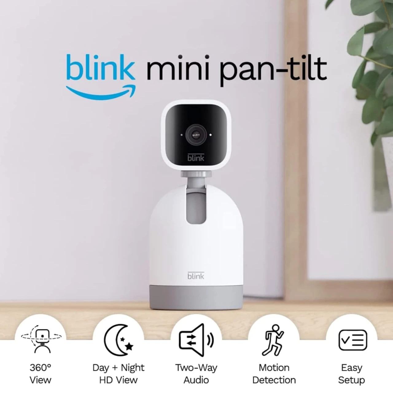 Blink Mini Pan-Tilt Camera | Rotating indoor plug-in smart security camera, two-way audio, HD video, motion detection, Works with Alexa (White)