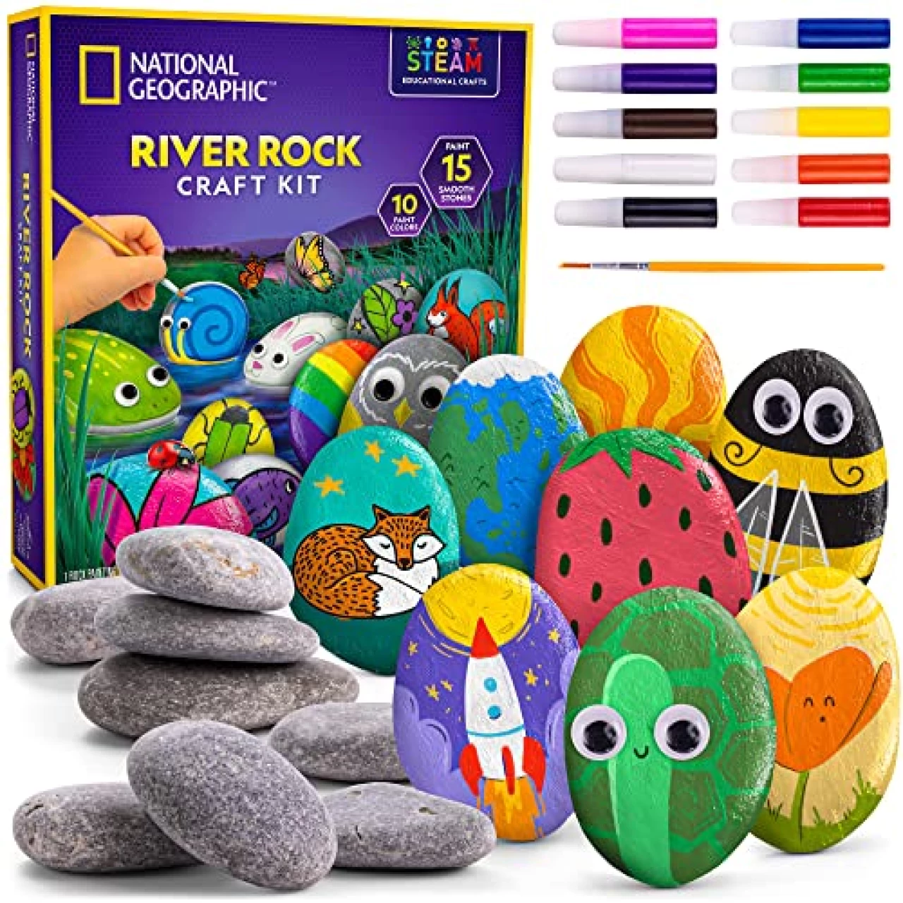 NATIONAL GEOGRAPHIC Rock Painting Kit - Arts and Crafts Kit for Kids