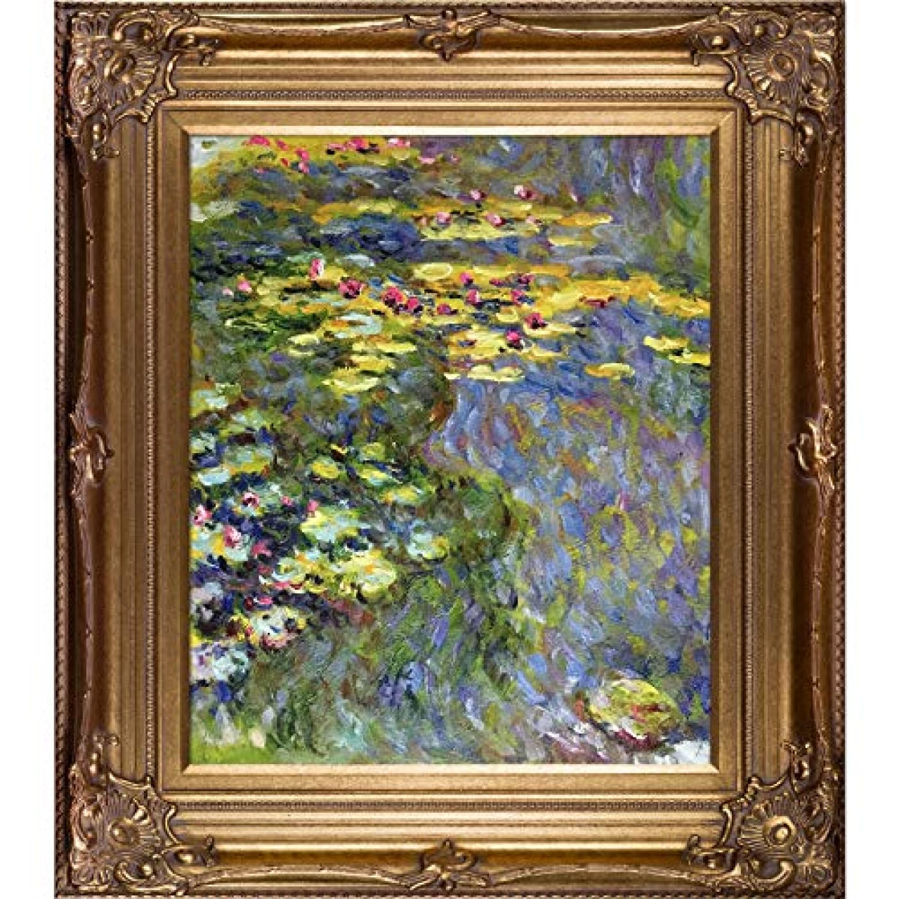 La Pastiche Hand Painted Oil on Canvas Water Lilies by Claude Monet Framed